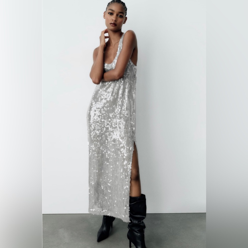 NWT ZARA SEQUIN DRESS - Picture 2 of 11